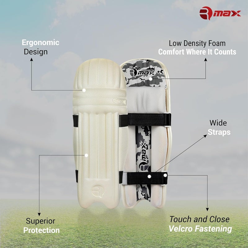 RMAX حماية الساق للعبة الكريكيت بحجم كامل، أبيض - Image 3