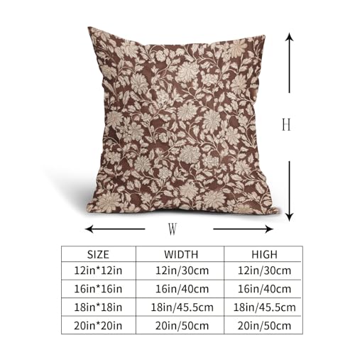 Anyako Brown Floral Pillowcase Set of 2 Brown and Cream Vintage Floral Throw Pillows Square 18x18 Inch Rustic Flowers Print Pillow Cushion Covers Farmhouse Decor for Home Living Room Bed Couch Sofa Outdoor - Image 5
