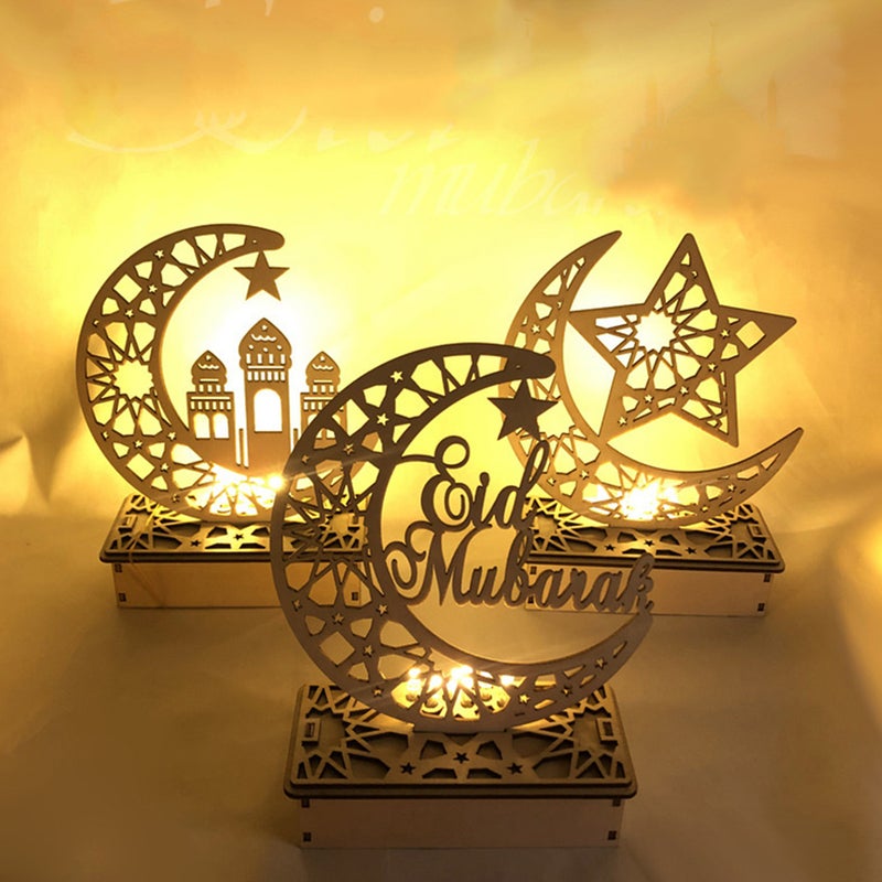 🏠 ضوء LED خشبي زخرفي للمنزل لمناسبات رمضان والعيد - Image 3