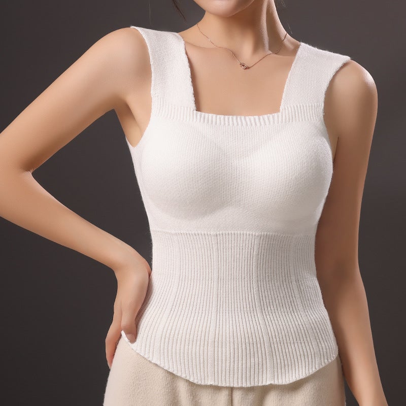 Wool Warm Vest Women Pad White - Image 1