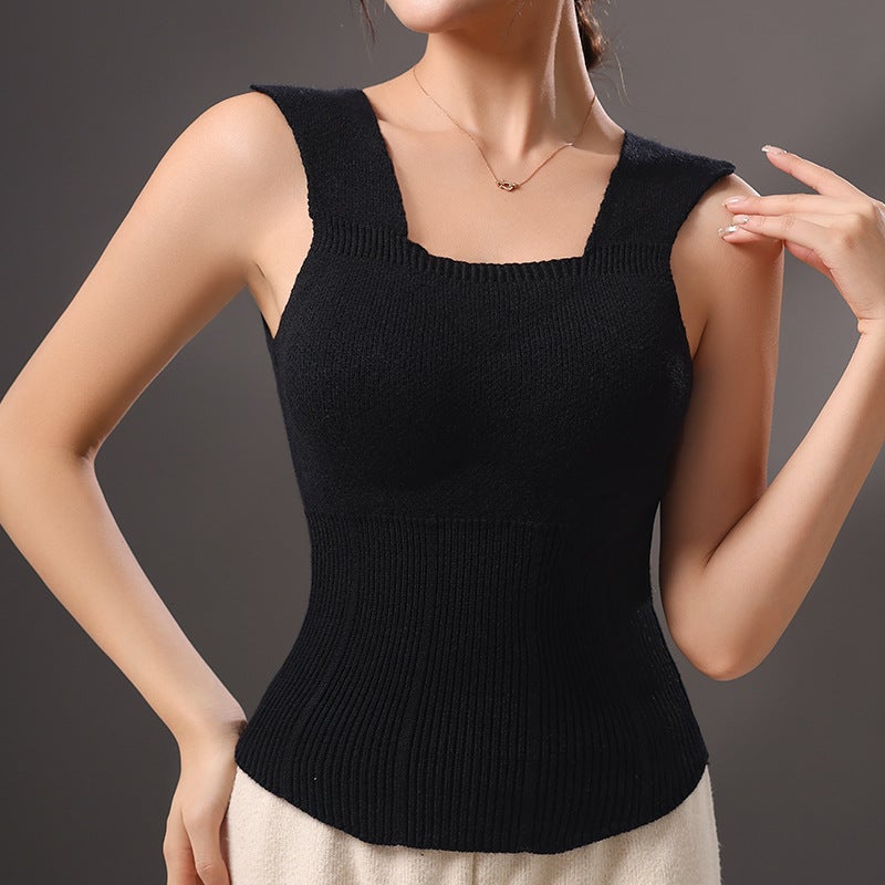Wool Warm Vest Women Pad White - Image 2