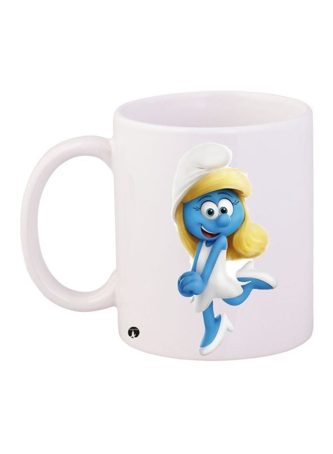 Cartoon Printed Coffee Mug White/Blue/Yellow 11ounce