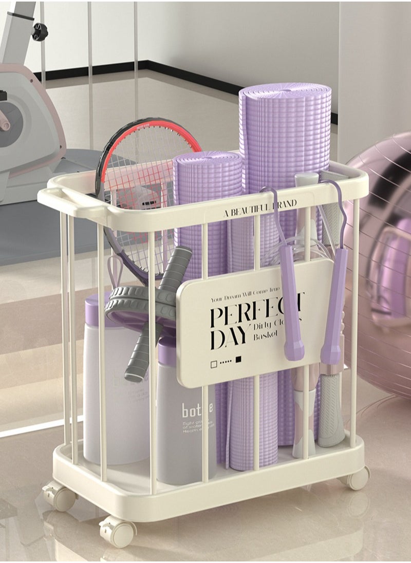Generic - Large Capacity Basket Yoga Storage Basket With Pulley Movable Dirty Clothes Basket - Image 1