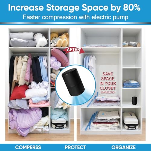 SELLWIZE Vacuum Storage Bags with Electric Air Pump, 12 Large (33.5x21.7in), Space Saver Bags with Pump, Storage Vacuum Sealed Bags for Clothes, Comforters, Blankets, Bedding - Image 2