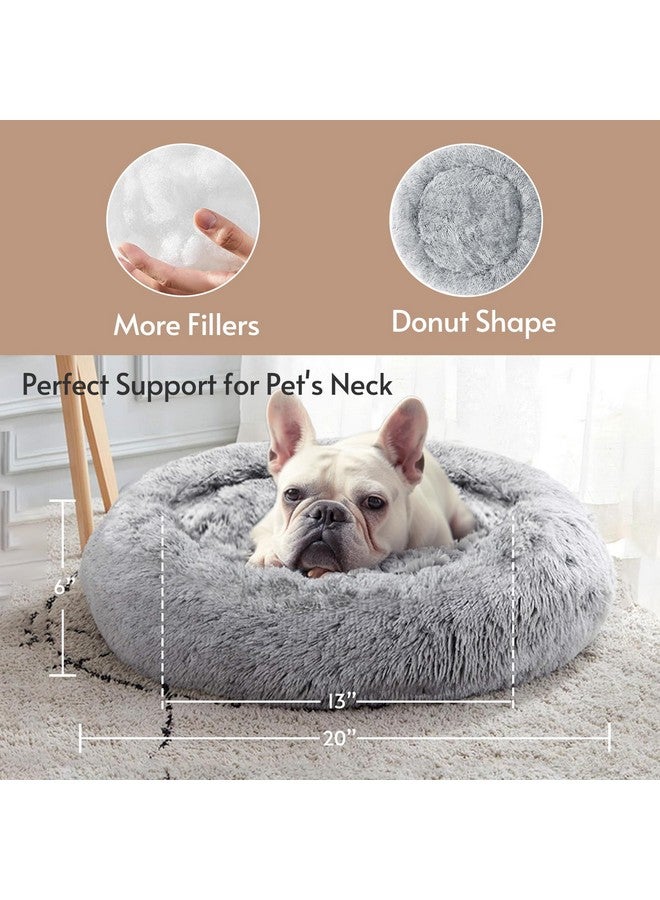 جولي فوغ سرير جولي فوغ المهدئ للكلاب والقطط الصغيرة، مضاد للقلق، سرير دائري ناعم مريح مع قاعدة مضادة للانزلاق، وسائد من الفرو الصناعي الناعم للكلاب الصغيرة والمتوسطة (20 بوصة) - Image 4