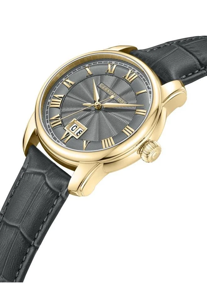 CERRUTI 1881 Balvano 41mm Men's Analog Watch with Grey Genuine Leather Strap