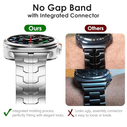 WINGLE Metal Band for Galaxy Watch Ultra Bands 47mm 2025/2024 Men Rugged Durable Armor Stainless Steel Samsung Galaxy Watch Ultra Band Classy Casual Business Bands Butterfly Folding Clasp, Silver - Image 2