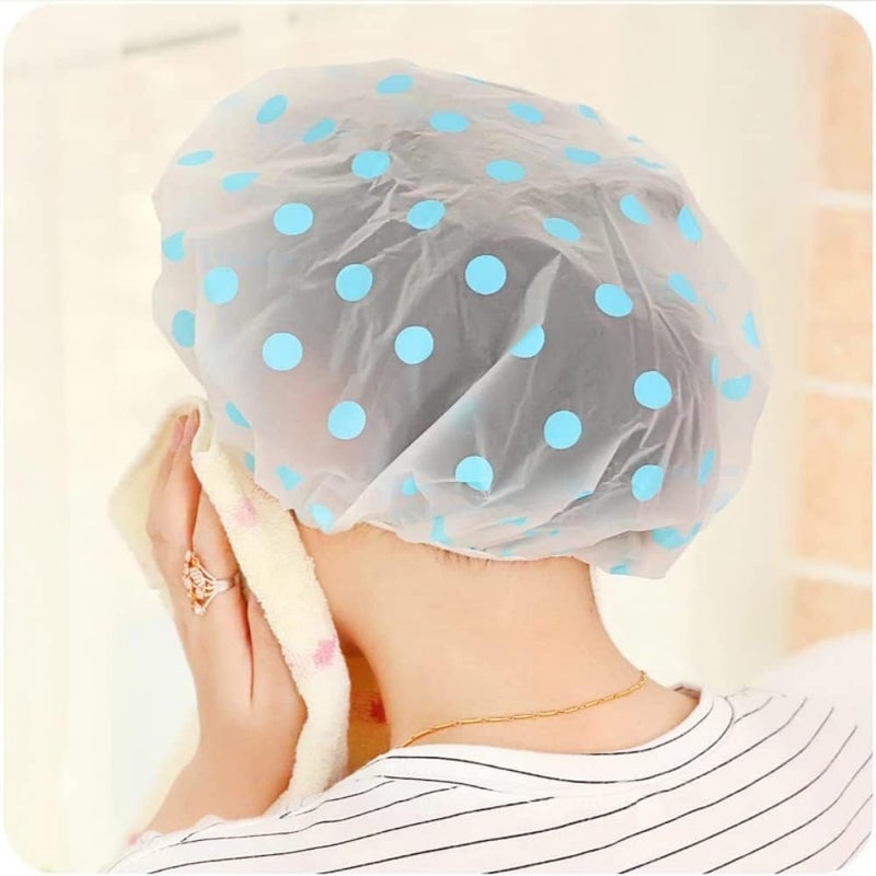 LOCANS Shower Cap Set of 2 for Women, Reusable Waterproof Elastic Eva Free-Size Bathroom Shower Caps - For Homes, Spas, Salons, Hair Treatment, Beauty Parlors - Image 4
