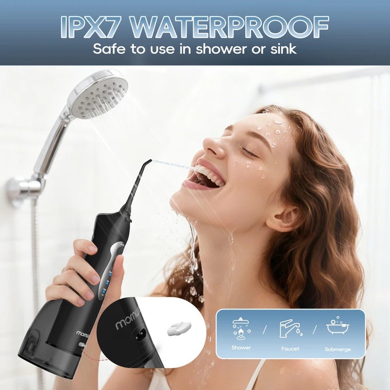 Mornwell D52 Portable Water Flosser USB Rechargeable 300ml 6 Jet Tips 3 Modes Teeth Cleaning for Travel Water Jet Toothpick - Image 4