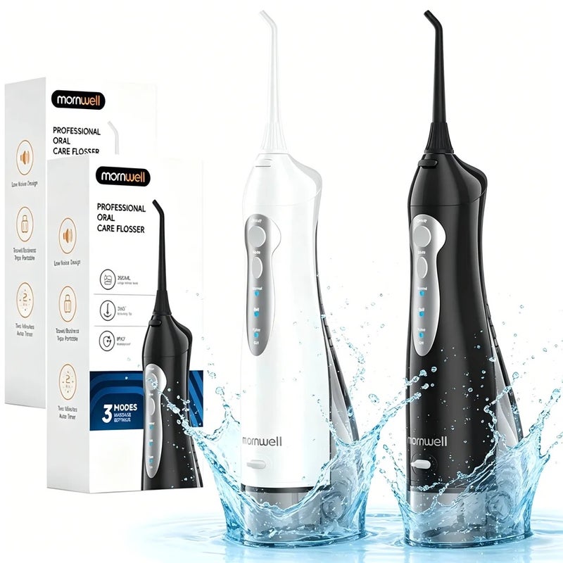 Mornwell D52 Portable Water Flosser USB Rechargeable 300ml 6 Jet Tips 3 Modes Teeth Cleaning for Travel Water Jet Toothpick - Image 2