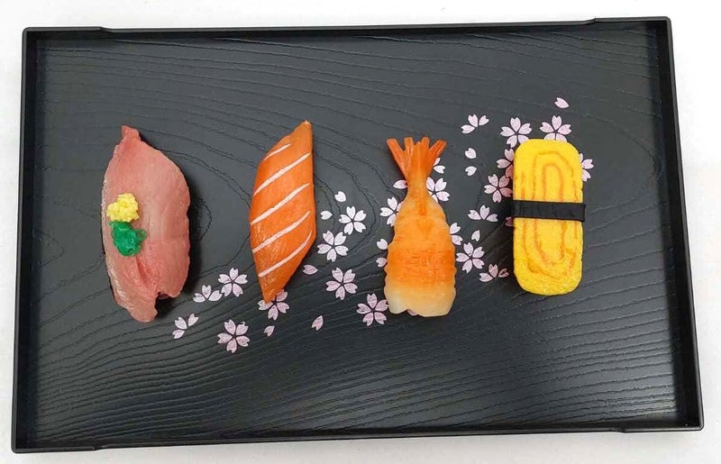 JapanBargain Set of 2 Japanese Trays Tea Tray Sushi Plate Small Snack Tray Tempura Tray Wood Grain Pattern Made in Japan 10x625 inch Black wSakura - Image 3