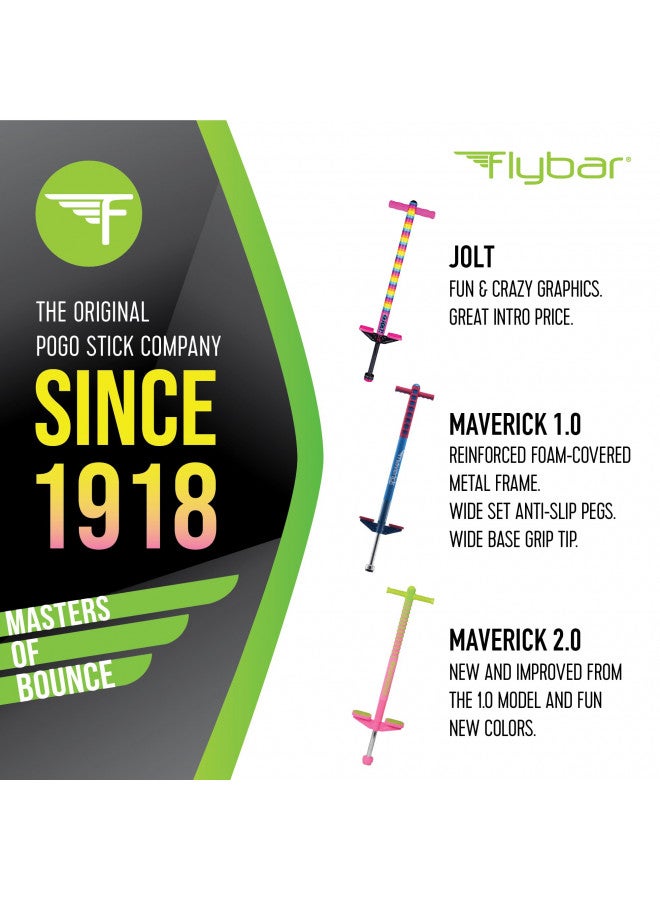 Flybar Flybar Maverick 2.0 Foam Pogo Stick for Kids Ages 5 and Up, 40 to 80 Pounds, Outdoor Kids Toys, Pogo Stick for Boys and Girls, Rubber Grip, by The Original Pogo Stick Company (Black Lightning), Large - Image 5