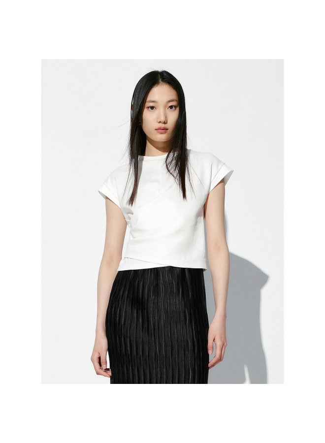 Waxbird Summer Commuting Knot Round Neck Short Sleeve T-shirt Women - Image 2