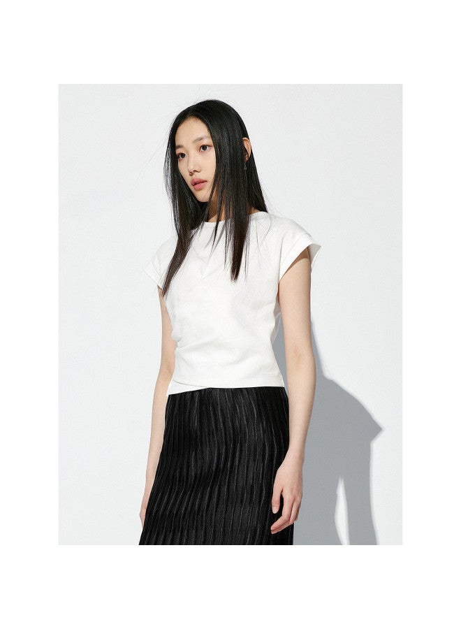 Waxbird Summer Commuting Knot Round Neck Short Sleeve T-shirt Women - Image 3