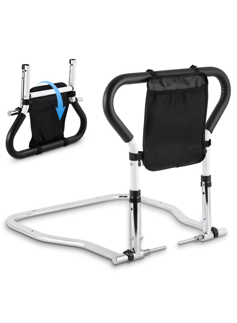 XiuWoo Bed Rails for Elderly Adults, 180°Foldable Bed Assist Rail for Seniors 2-Level Height Adjustable with Storage Pocket Safely Assist Handrail for Seniors, Pregnant Women, People in Need - Image 1