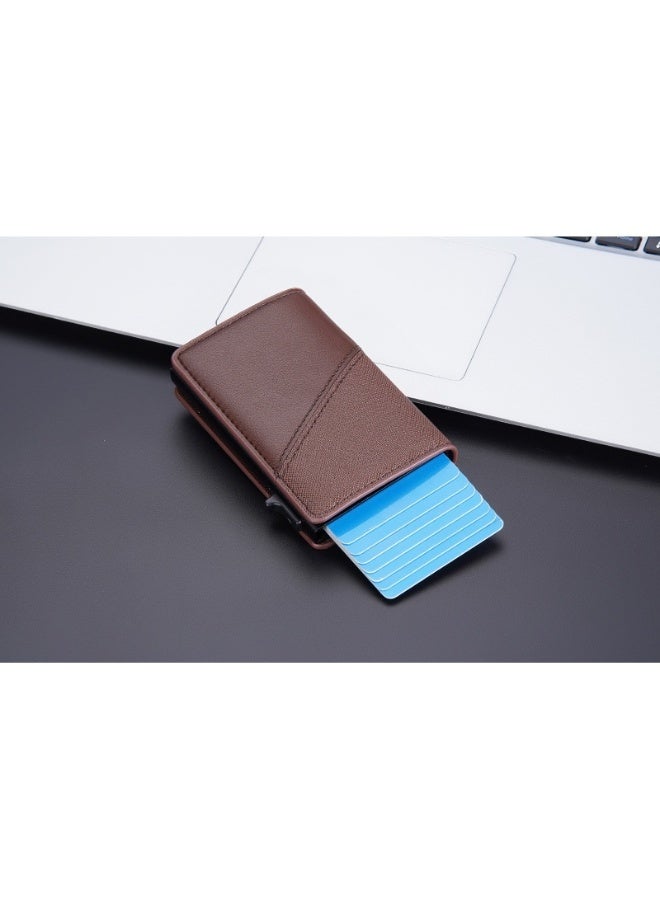 baellerry Men's Color Card Bag Side Push RFID Aluminum Box Card Holder Anti-magnetic Anti-theft Brush Bank Card Sleeve  - Image 2
