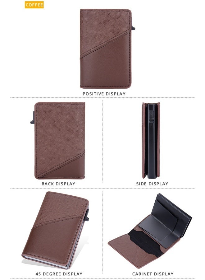 baellerry Men's Color Card Bag Side Push RFID Aluminum Box Card Holder Anti-magnetic Anti-theft Brush Bank Card Sleeve  - Image 3