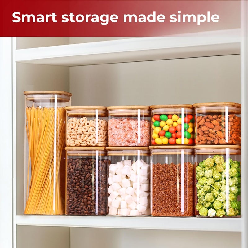 KTMAMA 1Qt Airtight Glass Canisters with Bamboo Lid, Square Pantry Storage Containers for Coffee, Cookie, Candy, Snack, Nuts, Dry Goods - Kitchen & Pantry Organizers and Storage Containers 4 pack - Image 5