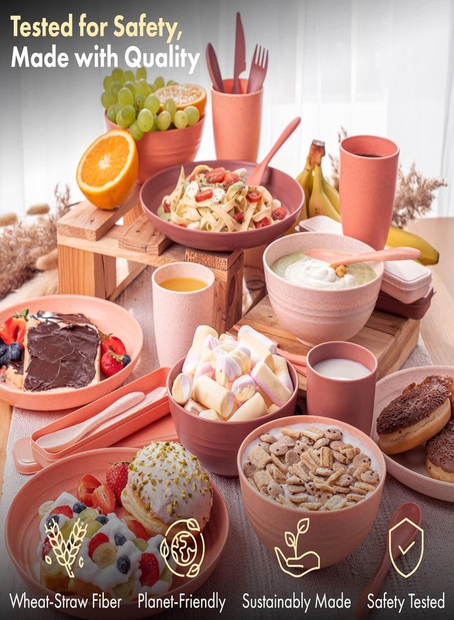 FOODLE طقم أواني طعام من قش القمح من فودل - خالٍ من مادة BPA ومُختبر للسلامة - أطباق غير قابلة للكسر، آمنة للاستخدام في الميكروويف وغسالة الصحون - أطقم أطباق وأوعية للأطفال الصغار - أساسيات غرف سكن الطالبات - لأربعة أشخاص - Image 3