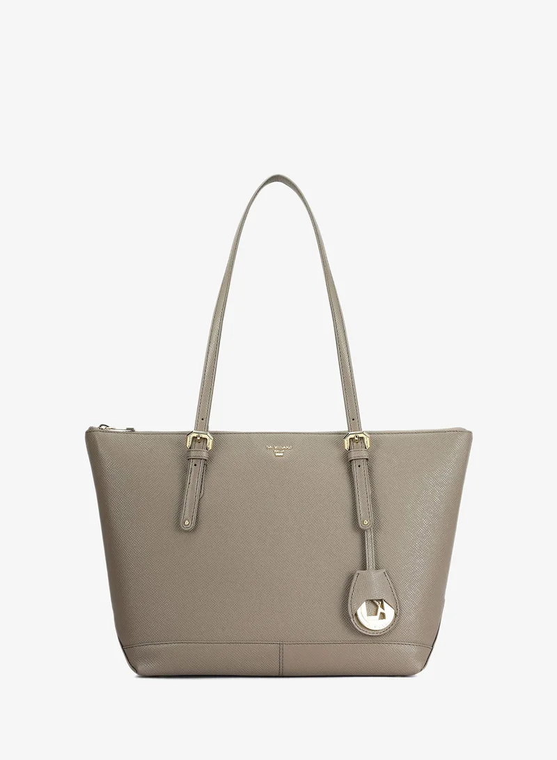 Medium Franzy Leather Tote - Smoke Grey