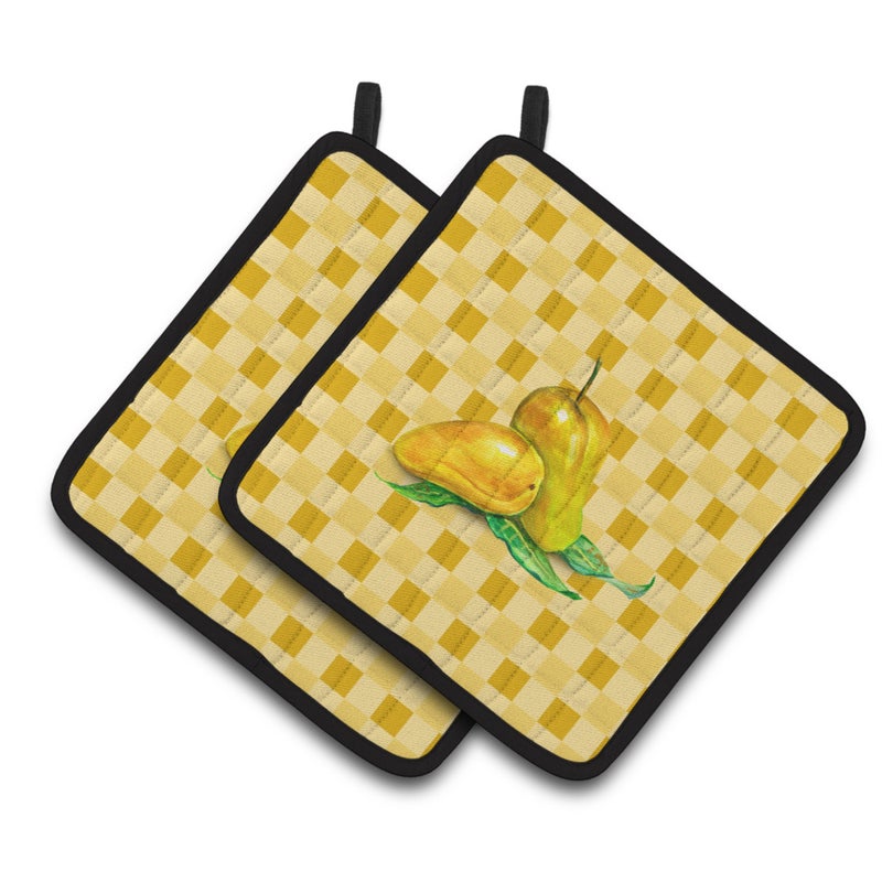 ""Caroline's Treasures Mangos on Basketweave Decorated pot holder  7.5HX7.5W  Multicolor""