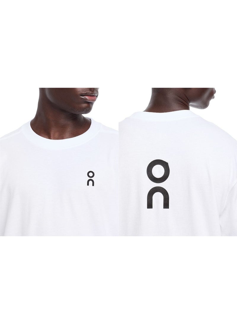 ON Unisex White On Logo Cotton Crew Neck T-Shirt Front Small Back Big Graphic Casual Sports Tee-S - Image 1