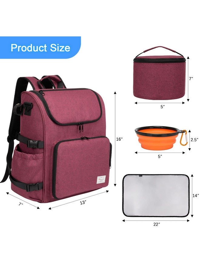 Modoker Dog Travel Bag Backpack, Airline Approved Pet Accessories Organizer for Dog and Cat with Shoulder Strap, 2 Dog Food Storage Containers, 2 Collapsible Dog Bowls,1 Pet Mat, Rose Red - Image 4