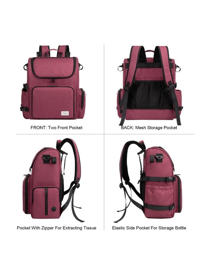 Modoker Dog Travel Bag Backpack, Airline Approved Pet Accessories Organizer for Dog and Cat with Shoulder Strap, 2 Dog Food Storage Containers, 2 Collapsible Dog Bowls,1 Pet Mat, Rose Red - Image 2