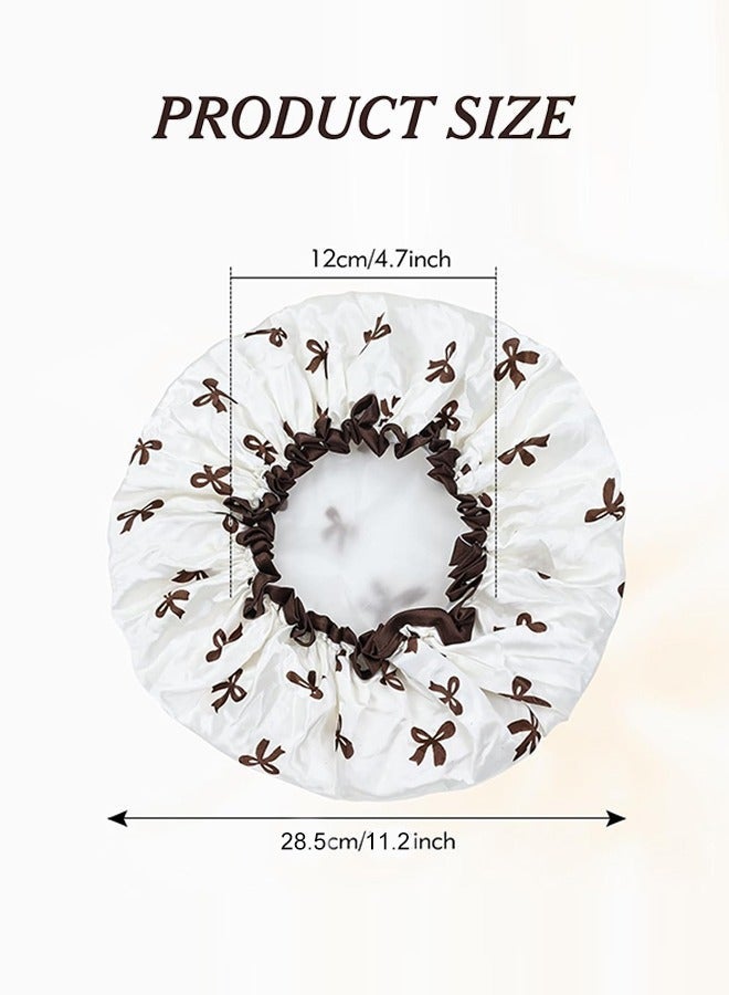 4 قطع أغطية دش مزدوجة مقاومة للماء أغطية حمام مرنة قابلة لإعادة الاستخدام مع طباعة تصميم قبعات دش قبعات حمام للنساء والفتيات مثالية للاستحمام المنزلي، صالونات التجميل العلاج، جلسات سبا، أقنعة الشعر المنزلية، حمامات الحمامات الساخنة، حمامات السفر، استخدام حمام السباحة والحماية من صبغ الشعر - Image 2