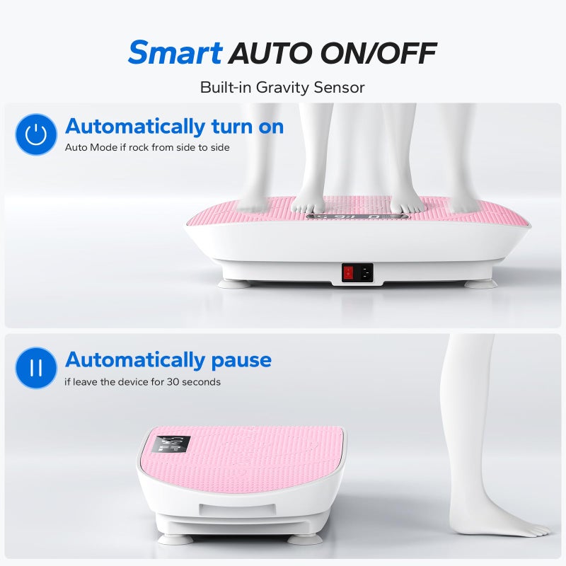 MERACH Vibration Plate Exercise Machine, Whole Body Workout Equipment for Women, Bluetooth and Silicone Pedal, Vibration Plate with Auto Mode, Vibrate Fitness Platform for Home (Pink) - Image 4