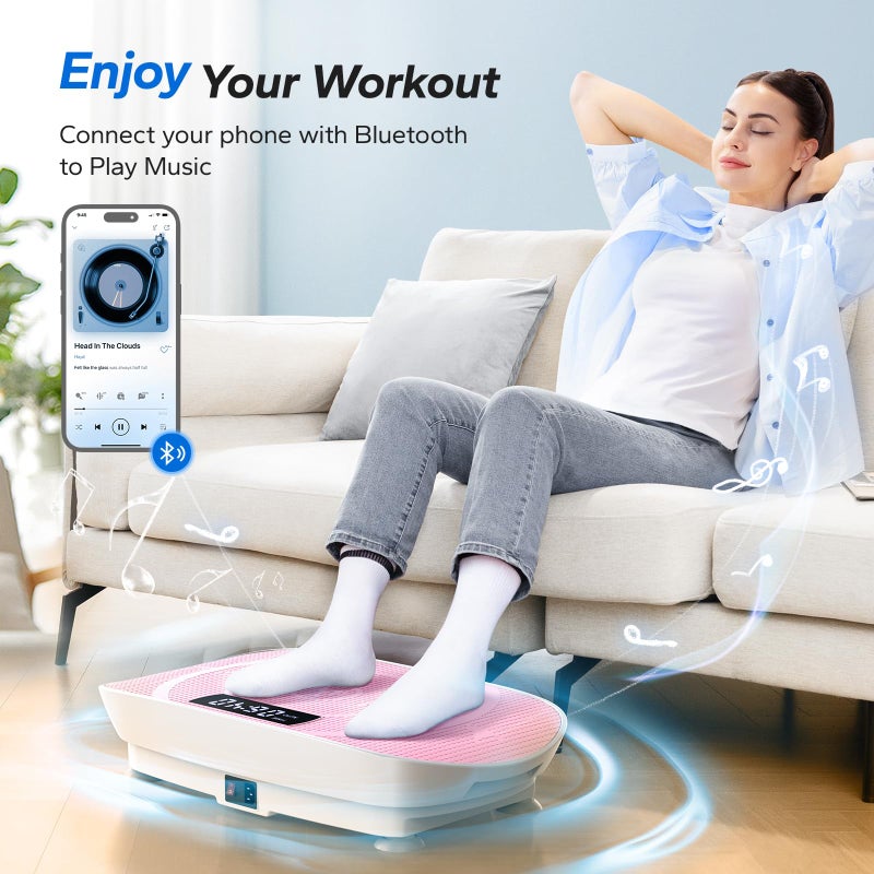 MERACH Vibration Plate Exercise Machine, Whole Body Workout Equipment for Women, Bluetooth and Silicone Pedal, Vibration Plate with Auto Mode, Vibrate Fitness Platform for Home (Pink) - Image 2