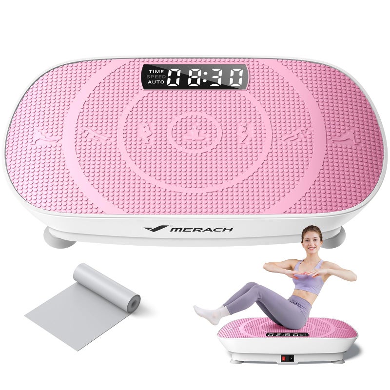 MERACH Vibration Plate Exercise Machine, Whole Body Workout Equipment for Women, Bluetooth and Silicone Pedal, Vibration Plate with Auto Mode, Vibrate Fitness Platform for Home (Pink) - Image 1