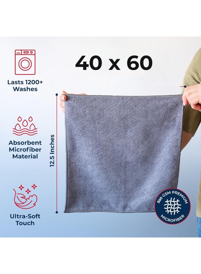 Manful 500 GSM Microfiber Cleaning Cloth 12Pcs – 40 * 60cm Ultra Thick Car Drying Towels, Premium Microfiber Towels for Car Wash, Detailing, Polishing, Scratch-Free - Image 2