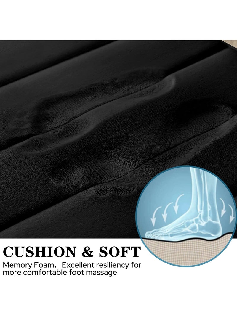 شو وو مجموعات سجاد الحمام 3 قطع ، مجموعة حصائر الحمام الميموري فوم سميكة للغاية ، غير قابلة للانزلاق للحمام ، ماصة للماء ، سجاد حمام قابل للغسل للحوض والمرحاض والأرضية السوداء - Image 4