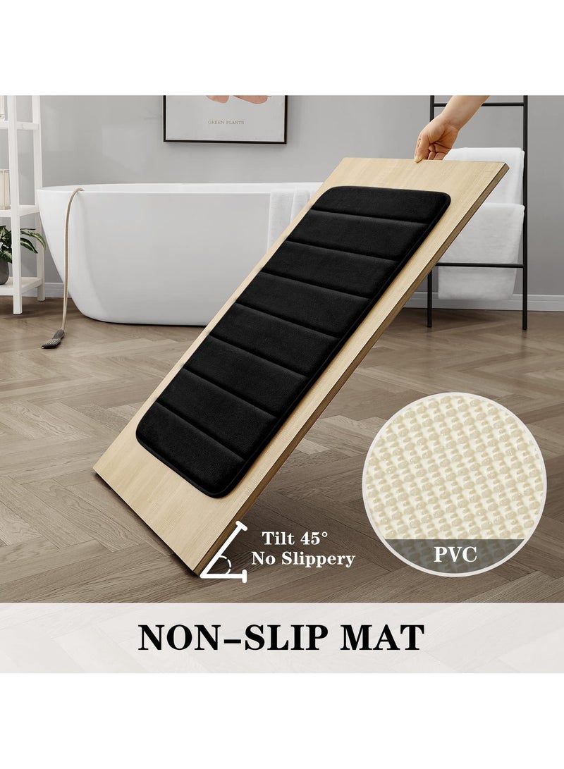 شو وو مجموعات سجاد الحمام 3 قطع ، مجموعة حصائر الحمام الميموري فوم سميكة للغاية ، غير قابلة للانزلاق للحمام ، ماصة للماء ، سجاد حمام قابل للغسل للحوض والمرحاض والأرضية السوداء - Image 5