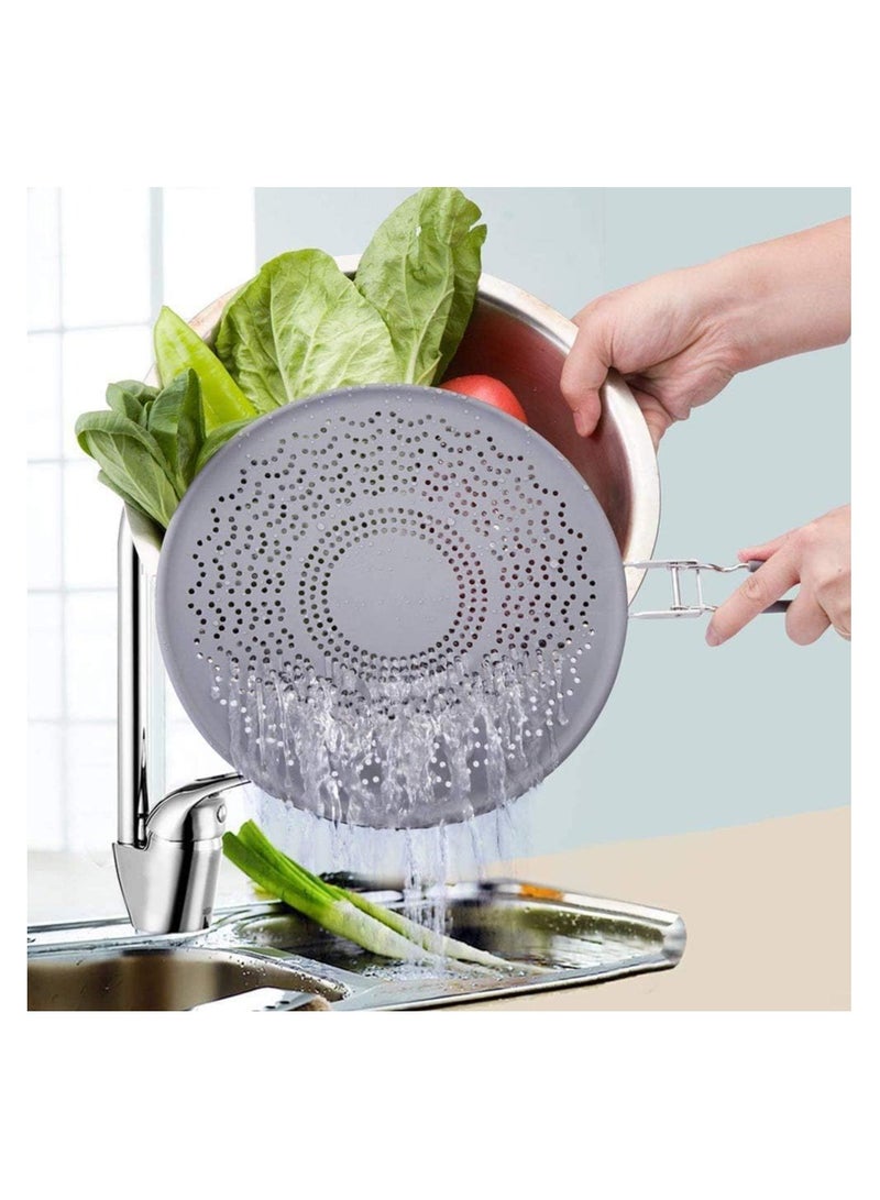 Silicone Grease Splatter Screen for Frying Pan Oil Splash Guard with Foldable Handle Silicone Splash Guard for Frying Pan Oil Splatter Guard Non-Stick Drain Board Strainer for Cooking Frying - Image 4