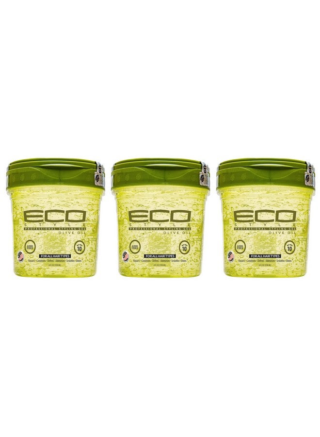 Eco Style Olive Oil Professional Styling Hair Gel, 16 oz (Pack of 3) - Image 1