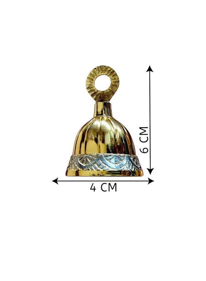GG Brass Hanging Bells Home, Temple Decoration Silver Gold Finish Pack of one (6 Piece) - Image 2