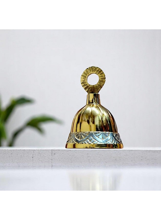 GG Brass Hanging Bells Home, Temple Decoration Silver Gold Finish Pack of one (6 Piece) - Image 4