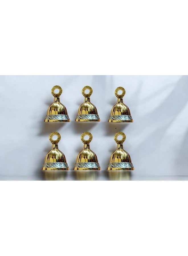 GG Brass Hanging Bells Home, Temple Decoration Silver Gold Finish Pack of one (6 Piece) - Image 3