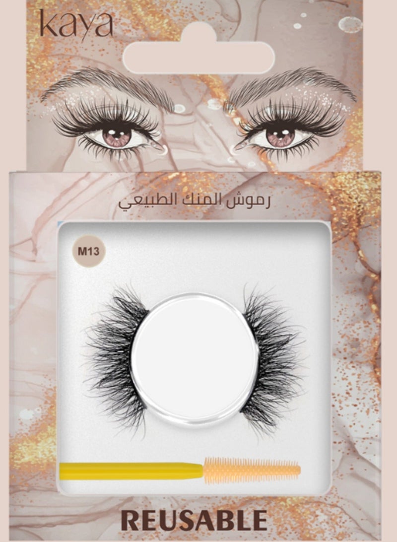 kaya Clear Eyelash Glue with Natural Mink Three Dimensional Lashes Style No. 13 Set - Image 3