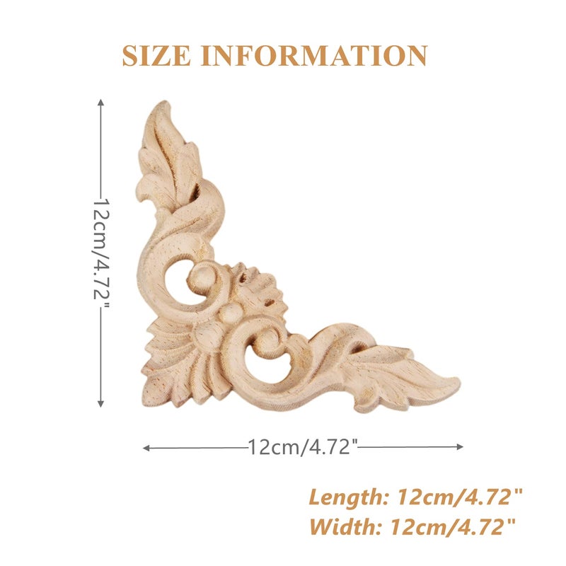 موكسام Muxsam 4pcs الخشب المنحوتة المنحوتة على onlays زوايا خشبية صغيرة غير مصممة زهرة زهرة شارات لخزائن المرايا الجدران الأبواب صناديق الصناديق ليلة العمل الفني DIY مشروع 12x12 سم/4.72 "x4.72" "" " - Image 2