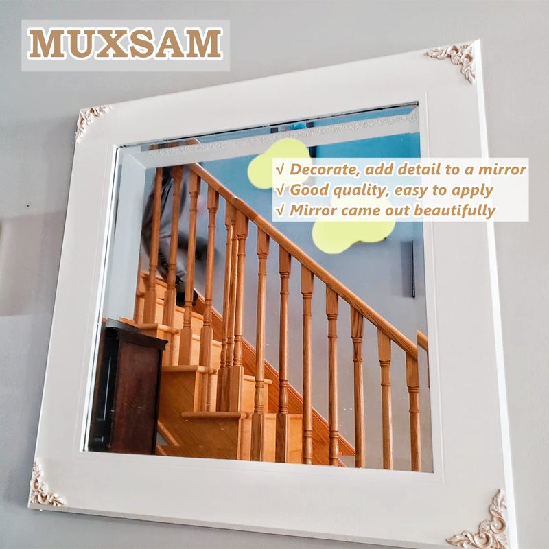 موكسام Muxsam 4pcs الخشب المنحوتة المنحوتة على onlays زوايا خشبية صغيرة غير مصممة زهرة زهرة شارات لخزائن المرايا الجدران الأبواب صناديق الصناديق ليلة العمل الفني DIY مشروع 12x12 سم/4.72 "x4.72" "" " - Image 5