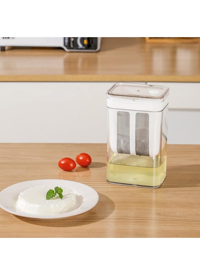 HIYON - HIYON Hung Curd Strainer Box Curd Maker and Greek Yogurt Maker 1100ml Fine Mesh Strainer with Lid Multifunctional Yoghurt Filter Curd Maker for Home Whey Separator - Image 1