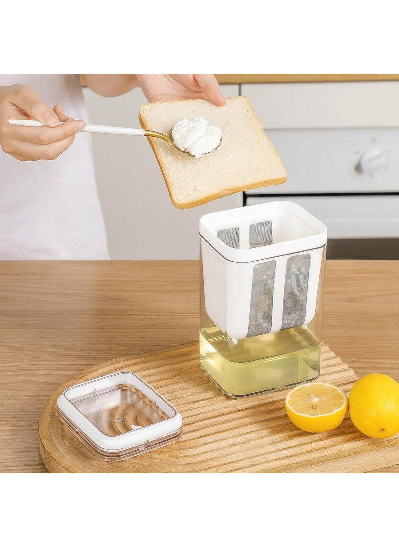 HIYON - HIYON Hung Curd Strainer Box Curd Maker and Greek Yogurt Maker 1100ml Fine Mesh Strainer with Lid Multifunctional Yoghurt Filter Curd Maker for Home Whey Separator - Image 1