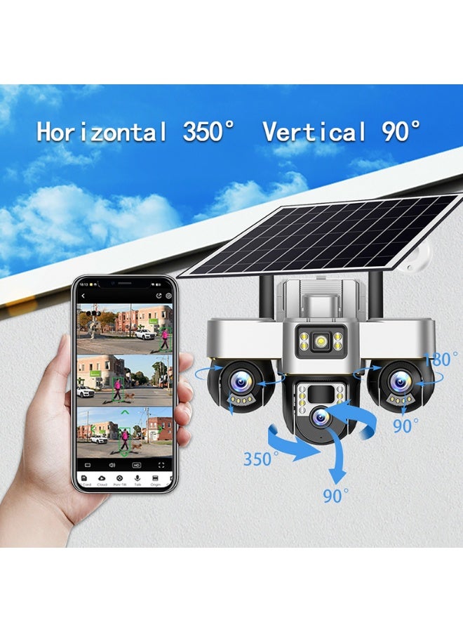 Triple Screens Smart WIFI Solar Powered Security Camera Camera,support Cloud Disk Card, Two-way Audio, Motion Detection, Multiple Night Vision Modes - Image 3