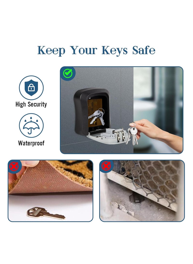 Cajmols - Cajmols Key Lock Box Waterproof Lock Box for House Keys Portable Combination Lockbox WallMounted Hanging Key Storage Box Resettable Code Safe Security Lock Box for Home Office Garage Apartment - Image 1