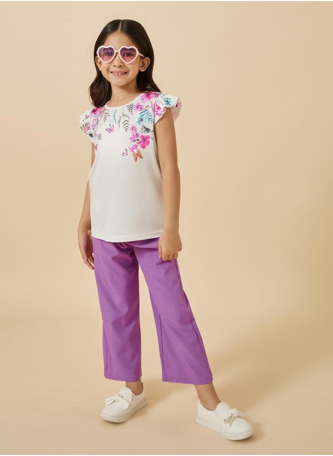 Styli - Graphic Print Round Neck Top and Trousers Set - Image 1