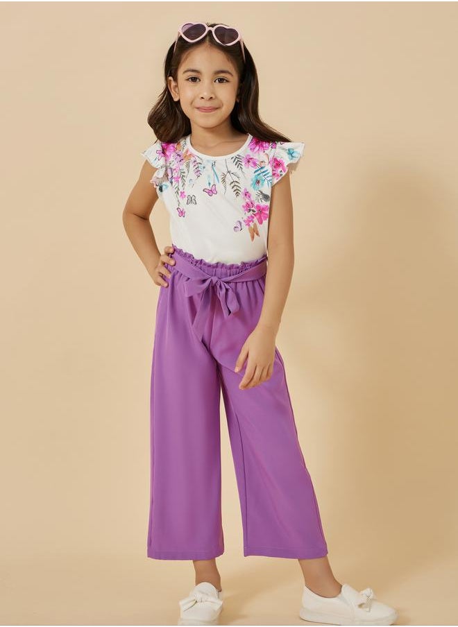 Styli - Graphic Print Round Neck Top and Trousers Set - Image 1