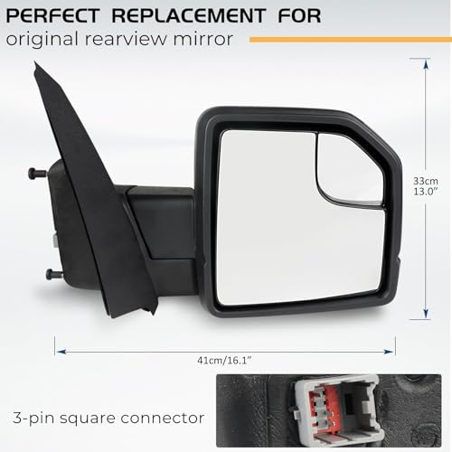 Donpida Right Passenger Side Door Mirror Assembly Compatible with Ford F150 2015-2020 Power Adjustable Replaces ‎FL3Z17682AK (3 Pins) - Image 2